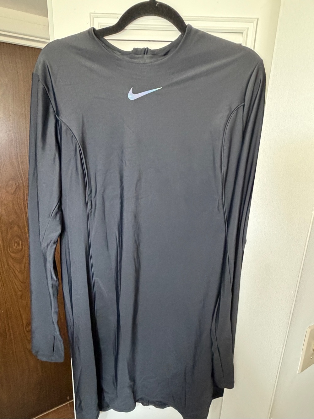 nike women’s xl black modest swimsuit 2-piece long sleeve swim top & leggings up
